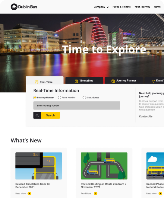 Dublin Bus website design wireframe