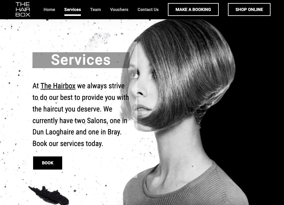 The Hair Box website design