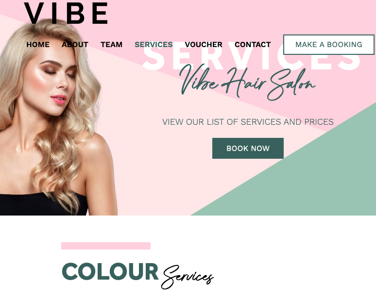 Vibe Hair Salon website design